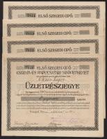 Szeged 1921. "Első Szegedi Cipő-, Csizma- és Papucsipari Szövetkezet" névre szóló tíz dara...