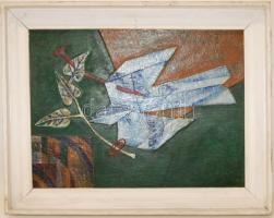 Sipos László (1943-1989): Üzenet (olaj) 50x40cm keretben