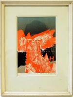 Hudozsnik Begidzsanov: Krasznoje-Cernoje szignált metszet keretben 38x28cm