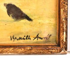 Bernáth jelzéssel: Varjak. Olaj, karton, üvegezett keretben, 49×39 cm