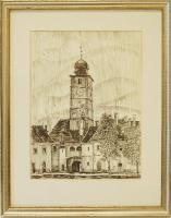 Fekete Zsolt (1964-) Erdélyi város (tus) 37x29cm keretben