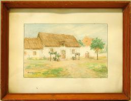 Barabás Gizella (1893-1985): Tihany (akvarell) szignált 27x34cm keretben