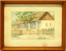 Barabás Gizella (1893-1985): Balatonendréd (akvarell) szignált 27x34cm keretben