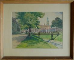 Barabás Gizella (1893-1985): Sopron (akvarell) szignált 36x45cm keretben