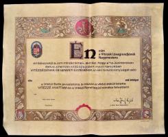 Modern Vitézi Rend oklevél. Kitöltetlen. 52x42 cm