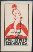 Ex libris Szilágyi Ica. Erotikus ex libris jelzés nélkül. Klisé 130x85 mm