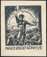 cca 1930 Haranghy Jenő (1894-1951): Irredenta ex libris. Klisé, papír, jelzett a nyomaton, 100x85 mm