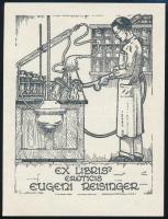 cca 1930 Haranghy Jenő (1894-1951): Gyógyszerász ex libris Reisinger Jenő. Klisé, papír, jelzés nélkül 100x75 mm