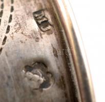 Ezüst (Ag.) fogpiszkálótartó, jelzett, gazdagon gravírozott, mesterjeggyel (MJ),  m:7 cm, nettó: 19 ...