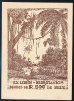 1934 Várkonyi Károly (1910-2001): Prof. Dr. Berei Soó Rezső (1903-1980) botanikus, számára készített ex librisek. Összesen 2 db. Papír, klisé, a dúcon jelzettek. 15x12 cm