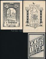 7 db, nagyrészt háború előtti ex libris. Vegyes technika, vegyes méretek. / 7 different pre-war ex l...