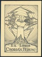 Várkonyi Károly (1913-2001): Két háború előtti ex libris. Linómetszet, klisé. Jelzett a dúcon. 130x1...