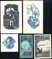 10 db külföldi, nagyrészt jelzett ex libris / 10 mostyl signed ex libris bookplates. Different techn...