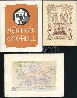 10 db külföldi, nagyrészt jelzett ex libris / 10 mostyl signed ex libris bookplates. Different techn...