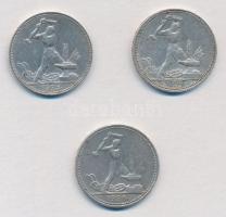 Szovjetunió 1924-1926. 50k Ag (3xklf) T:2
Soviet Union 1924. 50 Kopeks Ag (3xdiff) C:XF 
Krause Y#...