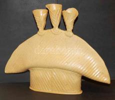 Gerle Margit (1950- ) háromágú gyertyatartó kerámia 27cm