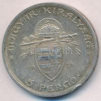 1938. 5P Ag "Szent István" T:1-,2 patina 
Adamo P8.1