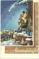 4 db RÉGI Bozó irredenta üdvözlőlap / 4 pre-1945 Bozó signed Hungarian irredenta greeting art postca...