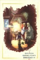 4 db RÉGI Bozó irredenta üdvözlőlap / 4 pre-1945 Bozó signed Hungarian irredenta greeting art postca...