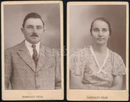 cca 1920-1930 Portrék, 2 db fotó Markóczy Félix törökszentmiklósi műterméből, hátuljukon jelzettek, 10,5×6,5 cm