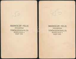 cca 1920-1930 Portrék, 2 db fotó Markóczy Félix törökszentmiklósi műterméből, hátuljukon jelzettek, ...