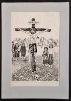 Somogyi Győző (1946-): A zsidók királya. Szitanyomat, papír, jelzés nélkül, foltos, 33×23 cm