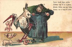 11 db RÉGI humoros grafikai motívumlap, vegyes minőség / 11 pre-1945 humorous graphic motive postcar...