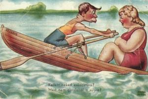 11 db RÉGI humoros grafikai motívumlap, vegyes minőség / 11 pre-1945 humorous graphic motive postcar...