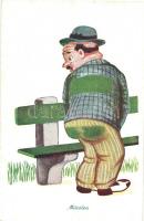 11 db RÉGI humoros grafikai motívumlap, vegyes minőség / 11 pre-1945 humorous graphic motive postcar...