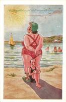 11 db RÉGI humoros grafikai motívumlap, vegyes minőség / 11 pre-1945 humorous graphic motive postcar...