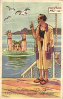 11 db RÉGI humoros grafikai motívumlap, vegyes minőség / 11 pre-1945 humorous graphic motive postcar...