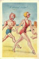 11 db RÉGI humoros grafikai motívumlap, vegyes minőség / 11 pre-1945 humorous graphic motive postcar...