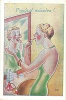 11 db RÉGI humoros grafikai motívumlap, vegyes minőség / 11 pre-1945 humorous graphic motive postcar...