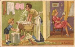 10 db RÉGI humoros grafikai motívumlap, vegyes minőség / 10 pre-1945 humorous graphic motive postcar...