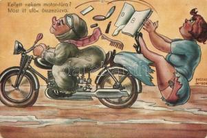 10 db RÉGI humoros grafikai motívumlap, vegyes minőség / 10 pre-1945 humorous graphic motive postcards, mixed quality
