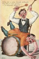 10 db RÉGI humoros grafikai motívumlap, vegyes minőség / 10 pre-1945 humorous graphic motive postcar...