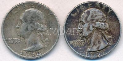 Amerikai Egyesült Államok 1954-1957. 25c Ag (2x) T:2- patina
USA 1954-1957. 25 Cents Ag (2x) C:VF p...