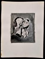 Ámos jelzéssel: Párocska. Vegyes technika, papír,  21×16 cm