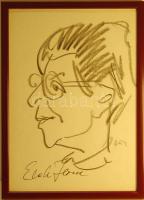 Rózsahegyi György (1940- ) Elek Ilona vívóról készült szignózott ceruzarajz, az olimpikon saját kezű aláírásával 32x23cm keretben