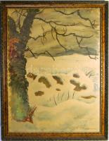 Farkasházy Miklós (1895-1964) Téli táj 44x34cm szignózott keretben (vegyes technika)