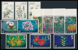 1991-1995 Virág motívum 2 sor + 5 db önálló érték, 1991-1995 Flower motive 2 set + 5 stamps
