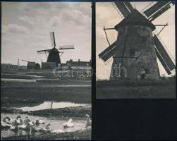 cca 1938 Kerny István (1879-1963) hagyatékából 2 db szélmalom fotó, feliratozva, 9,5x8 cm és 14x9 cm / windmills, 2 photos