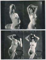 cca 1950 Demeter Károly (1892-1983) műtermében készült aktfotók, 6 felvétel 4 db fotópapíron, vintag...