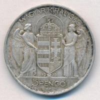 1939. 5P Ag "Horthy balra" T:2 patina