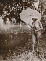 cca 1984 Vízparti romantika, 2 db vintage fotóművészeti alkotás jelzés nélkül, Menesdorfer Lajos (1941-2005) hagyatékából, 24x18 cm