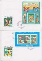 Scout Movement; Mushrooms and butterflies set and mini sheet + blockset + block + 5 FDC Cserkészmozg...