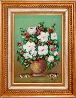 Balogh Judit virágcsendélet (olaj) 24x19cm  keretben