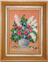 Balogh Judit virágcsendélet (olaj) 24x19 cm  keretben