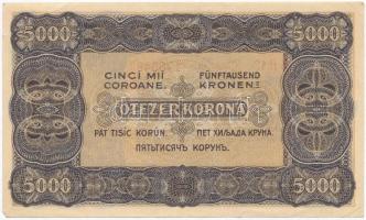 1923. 5000K nyomdahely nélkül, "T.W." jelöléssel, hajtatlan, egy nagyobb szamárfül a jobb ...