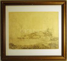 Magas Tátra: Csorba-tó "Mednyánszky hagyatékából 1919" pecséttel (ceruzarajz) 38x42cm keretben